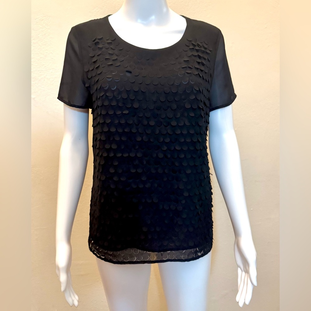 Joe Fresh Black Textured Short Sleeve Blouse – Size S